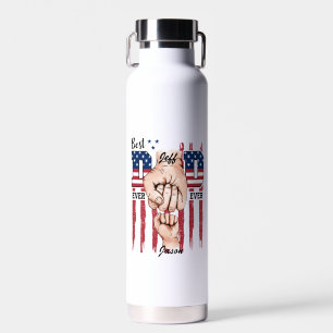 Best Dad Ever – Fist Bump USA Flag - 1 Child Water Bottle
