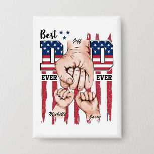 Best Dad Ever – Fist Bump USA Flag - 2 Kids Button