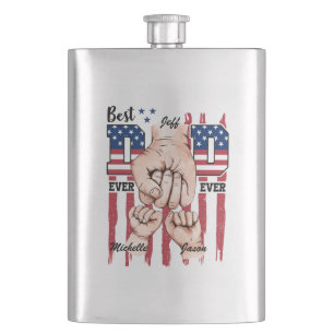Best Dad Ever – Fist Bump USA Flag - 2 Kids Flask