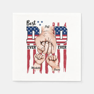 Best Dad Ever – Fist Bump USA Flag - 2 Kids Napkins