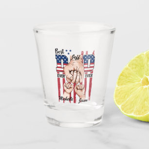 Best Dad Ever – Fist Bump USA Flag - 2 Kids Shot Glass