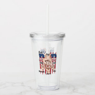 Best Dad Ever – Fist Bump USA Flag - 3 Kids Acrylic Tumbler