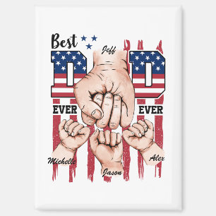 Best Dad Ever – Fist Bump USA Flag - 3 Kids Magnet