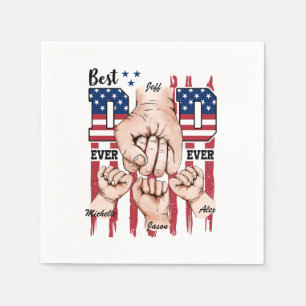 Best Dad Ever – Fist Bump USA Flag - 3 Kids Napkins