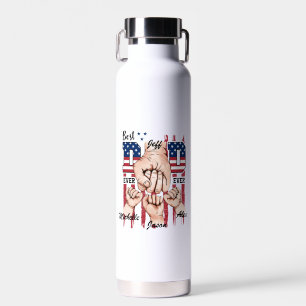 Best Dad Ever – Fist Bump USA Flag - 3 Kids Water Bottle