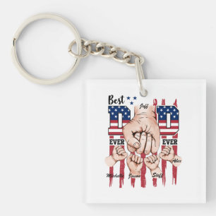 Best Dad Ever – Fist Bump USA Flag - 4 Kids Keychain