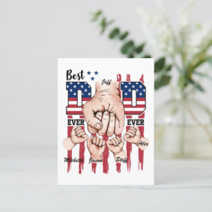Best Dad Ever – Fist Bump USA Flag - 4 Kids Postcard