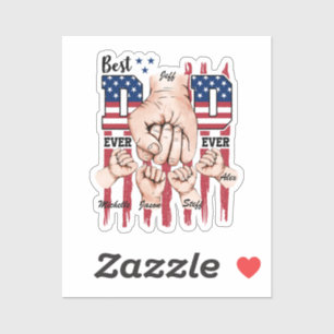 Best Dad Ever – Fist Bump USA Flag - 4 Kids Sticker