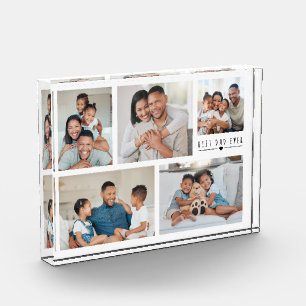 Best Dad Ever   Five Family Photo Collage Acrylic Block