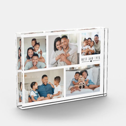 Best Dad Ever | Five Family Photo Collage Acrylic Block