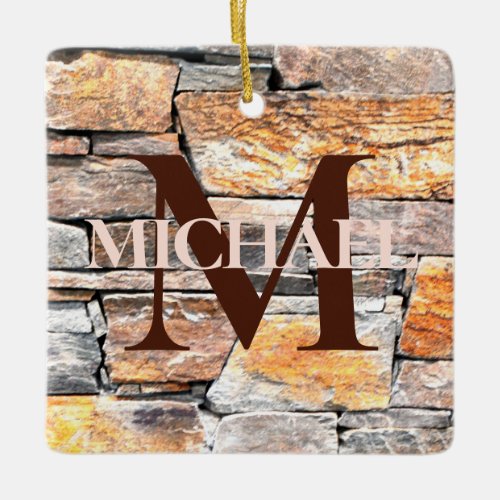 Best Dad Ever Flagstone distressed stone bricks Ceramic Ornament