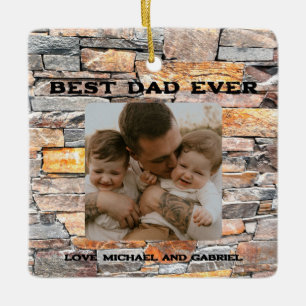 Best Dad Ever Flagstone distressed stone bricks Ceramic Ornament
