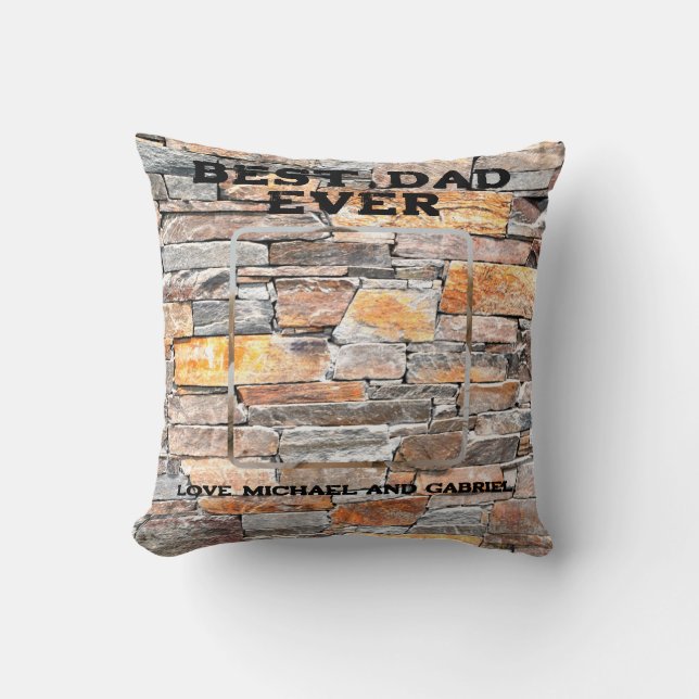 Best Dad Ever Flagstone distressed stone bricks Throw Pillow (Front)