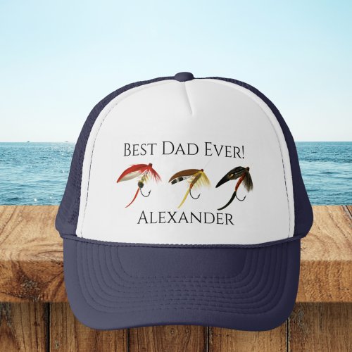 Best Dad Ever Fly Fish Fishermen Flyfishing Trucker Hat