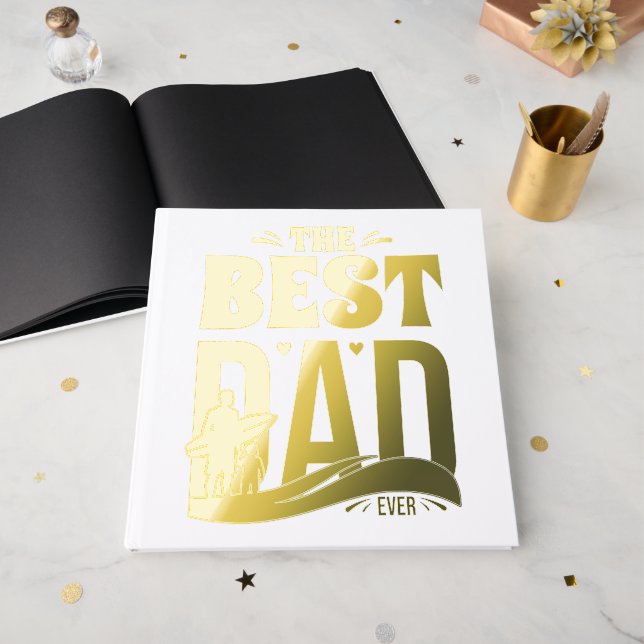 Best Dad Ever Foil Guest Book (Front Open)