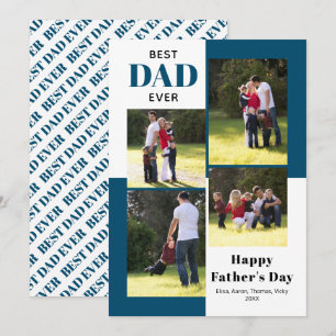 Best Dad Ever four photos blue Father's Day card
