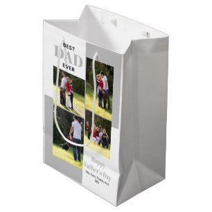 Best Dad Ever four photos gray Father's Day Medium Gift Bag