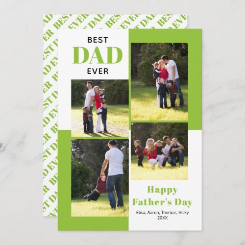 Best Dad Ever four photos lime green Fathers Day