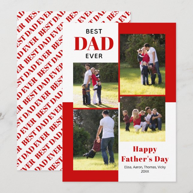Best Dad Ever four photos red Father's Day (Front/Back)