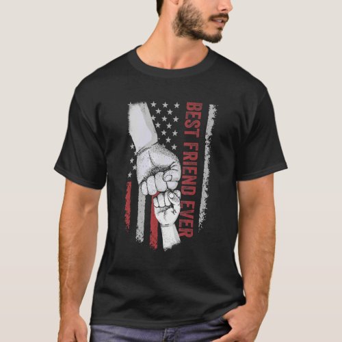 Best Dad Ever Friend American Flag  For Dad  T_Shirt