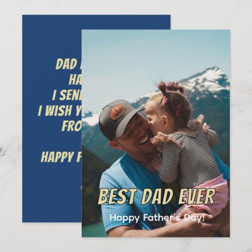Best Dad Ever Full Photo Card Minimalist Template
