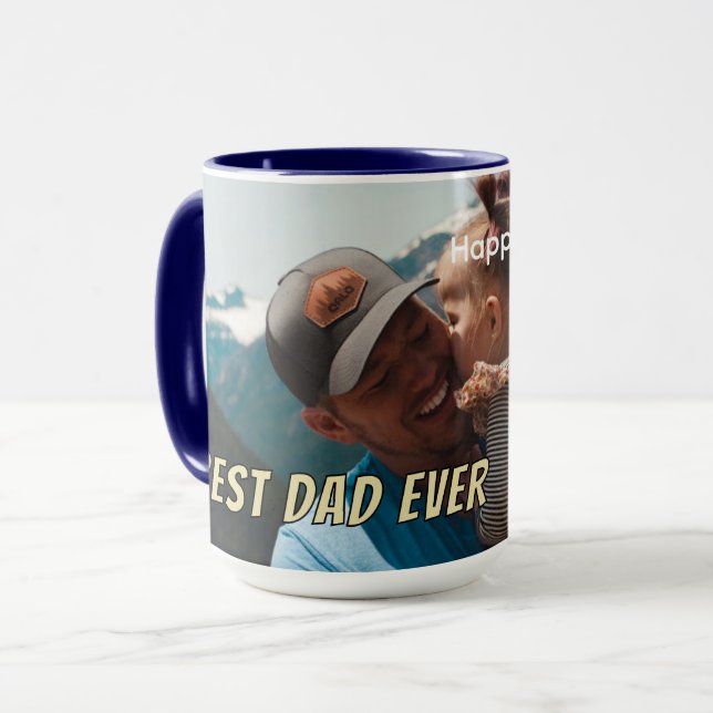 Best Dad Ever Full Photo Card Minimalist Template Mug (Front Left)