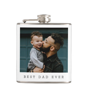 Best Dad Ever Full Photo Father's Day Personalized Flask