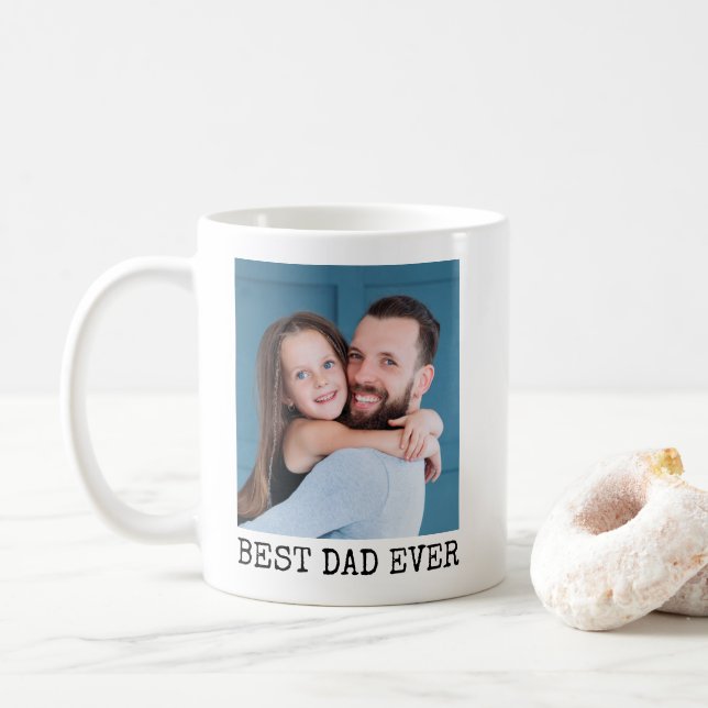 Best Dad Ever Full Photo Personalized Coffee Mug (With Donut)