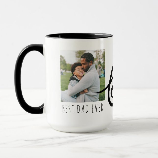 Best Dad Ever Full Photo Personalized Coffee Mug (Left)