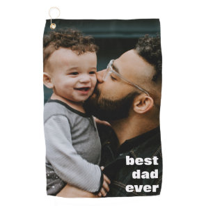 Best Dad Ever Full Photo Personalized Golf Towel