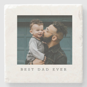 Best Dad Ever Full Photo Personalized  Stone Coaster
