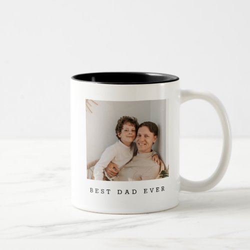 Best Dad Ever Full Photo Personalized Two_Tone Coffee Mug
