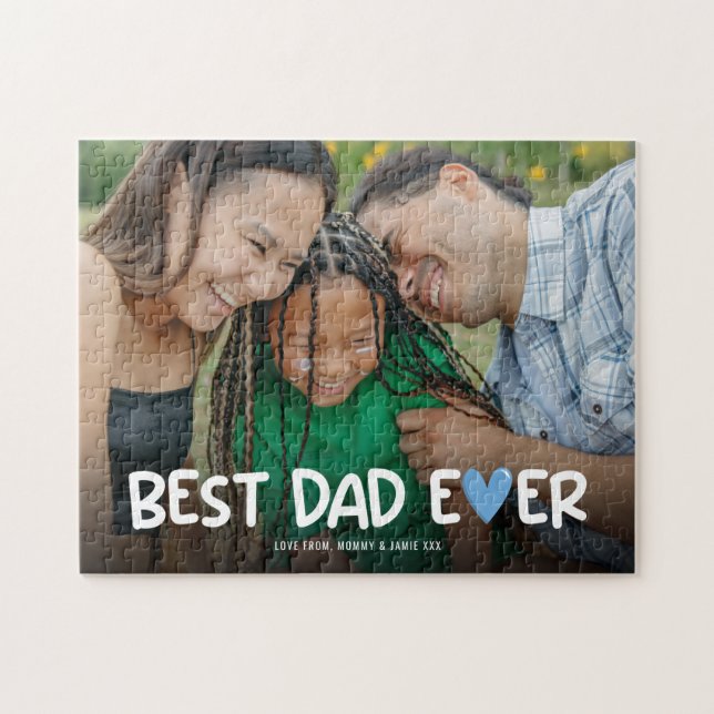 Best Dad Ever Fun Family Photo Jigsaw Puzzle (Horizontal)