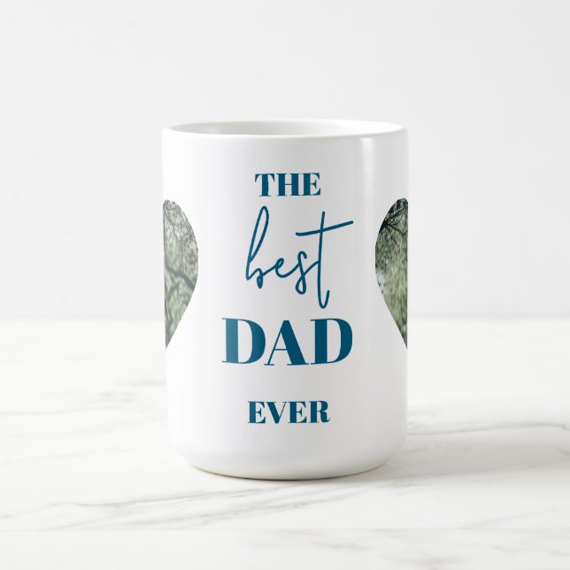 Best Dad Ever Gift with Heart Photos Coffee Mug (Center)