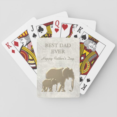 Best Dad Ever  Gold Elephants Happy Fathers Day Playing Cards