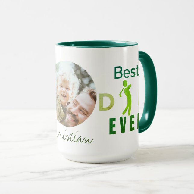 Best Dad Ever Golf Photo Cool Modern Fathers Day Mug (Front Right)