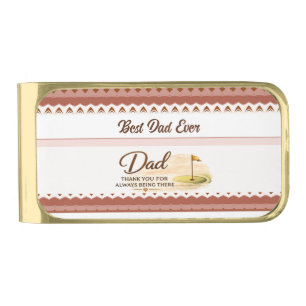 Best Dad Ever Golf Towel – African-Inspired Patter Gold Finish Money Clip