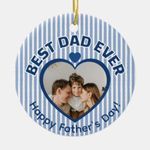 Best Dad Ever golfer Photo Minimalist Template 26 Ceramic Ornament