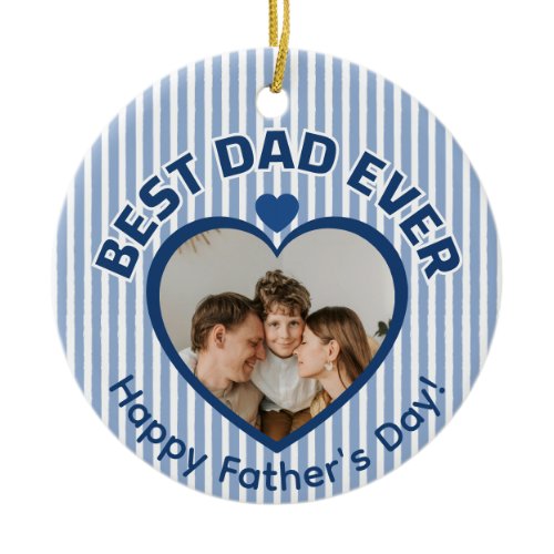 Best Dad Ever golfer Photo Minimalist Template 26 Ceramic Ornament