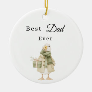 Best Dad Ever Goose Photo Ceramic Ornament