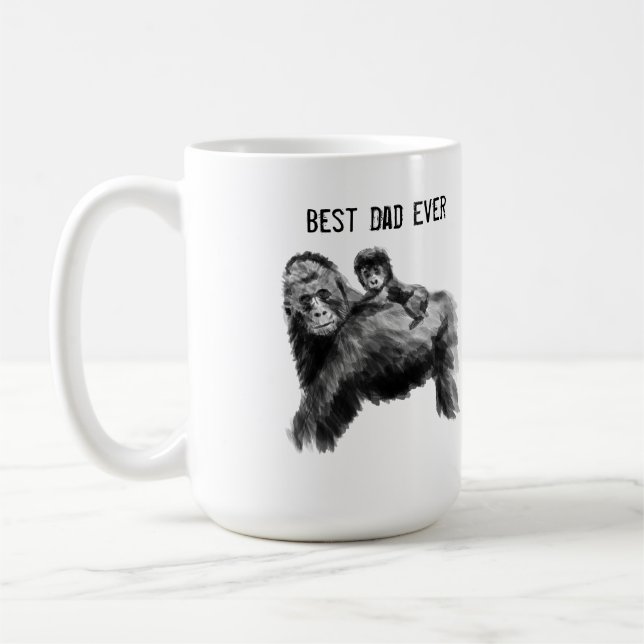 Best dad ever gorilla with baby coffee mug (Left)