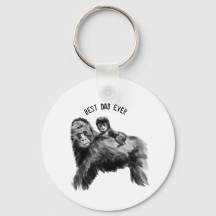 Best dad ever gorilla with baby keychain