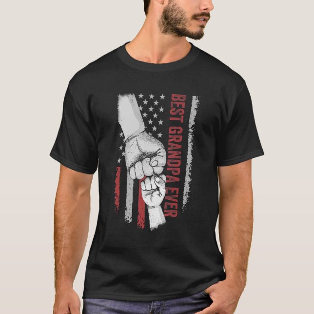 Best Dad Ever Grandpa American Flag  For Dad T-Shirt (Front)