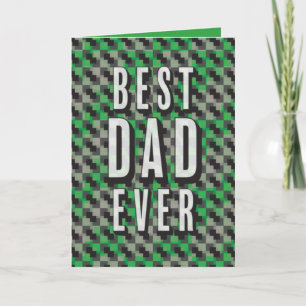 Best Dad Ever Green and Gray Pattern Father's Day Card