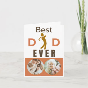 Best Dad Ever Green Golfer Custom Photo Collage Card