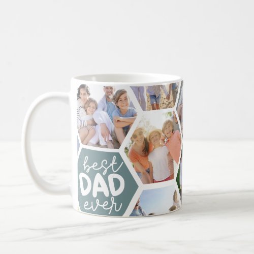 Best Dad Ever  Green Hexagons Photo  Coffee Mug