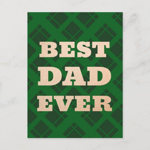 Best Dad Ever Green Plaid Fathers Day  Card