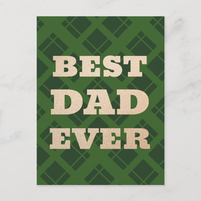 Best Dad Ever Green Plaid Fathers Day  Card (Front)