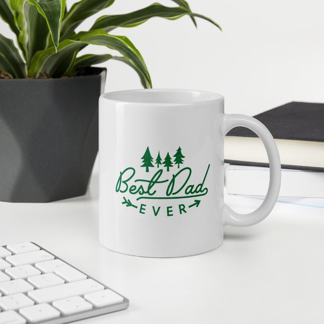 Best Dad Ever Green Typography Father's Day Coffee Mug (Best Dad Ever Typography Design on white glossy mug 11-oz)