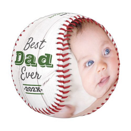 Best Dad Ever Green Typography Rustic Wood Modern Baseball